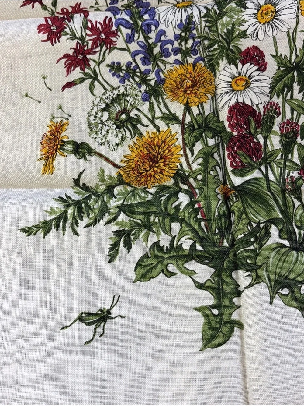Vintage Kreier 100% Linen Tea Towel Swiss Table Wall Hanging Wildflowers Floral